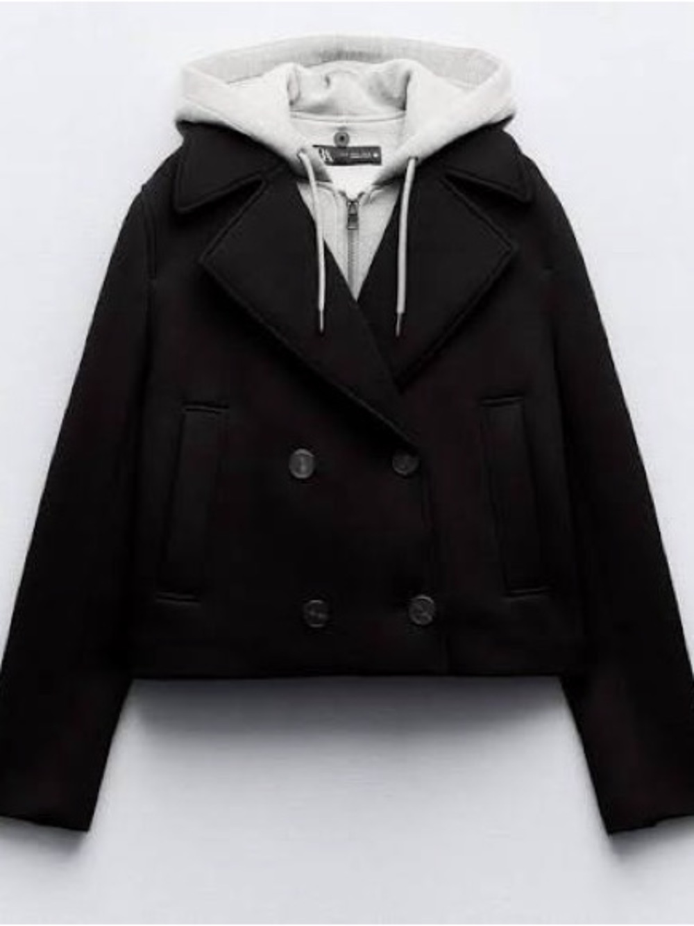 ZARA CONTRASTING HOODED CROPPED JACKET